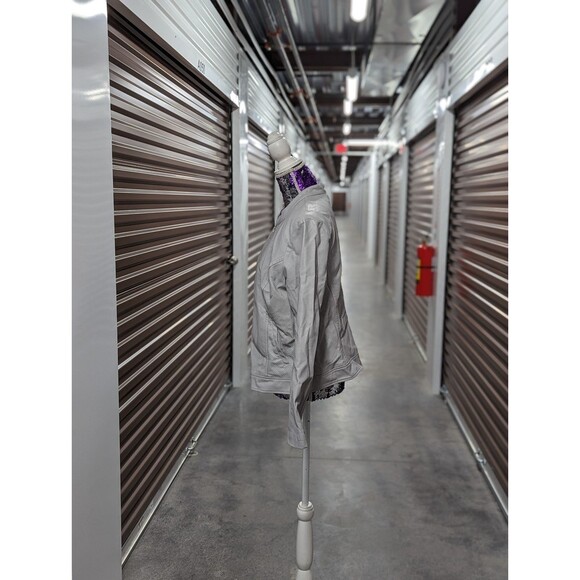 Alfani Large Grey Faux Leather Moto Jacket - Picture 3 of 9